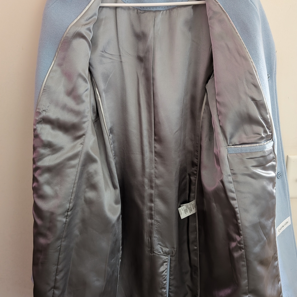 Women's Calvin Klein Light Blue Wool Blend Coat Size 4 - Picture 13 of 14